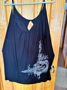 Harley-Davidson Black Graphic Camisole with Silver Accent